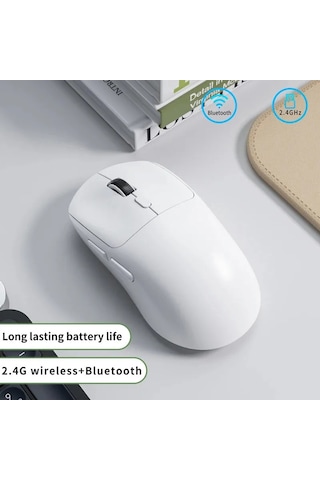 3 Modlu Kablosuz Oyun Mouse Type-c Şarjlı Bluetooth 2.4ghz Dual Mode 6400 Dpı Ultra S203 Beyaz 001