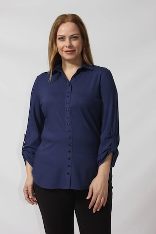 Moda Berray Kolu Apolet Detaylı Yumuşak Dokulu Yün Gömlek Saks Saks Mavi