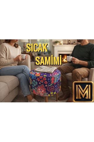 Diday Fil Puf F Trend Puf Koltuk Puff Bench Dekoratif Bohem Doğal Gürgen Ayak Amaçlı Bahçe Balkon Çok Renkli