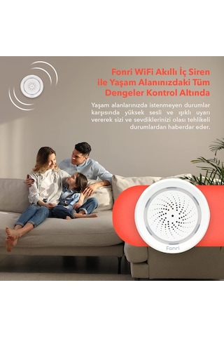 Fonri Akıllı İç Ortam Siren / Isı Nem Ölçer, Wifi, Google Asistan Ve Tuya, Uzaktan Kontrol Wf3-al1-0401-01