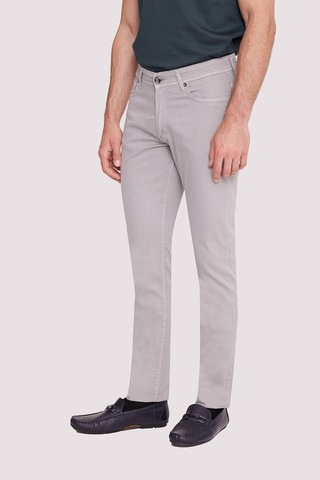 Erkek Gri Slim Fit Üst Cep Kanvas Pantolon