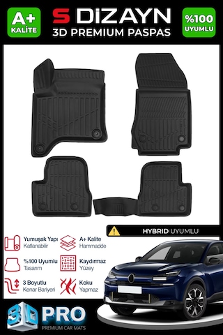 S-dizayn Citroen C4x Hybrid 3d Pro Havuzlu Paspas 2025 Üzeri A+ Kalite