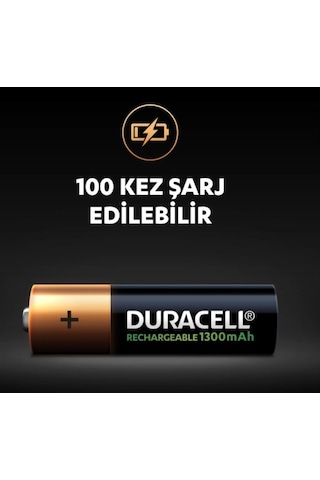 Duracell HR6/DC1500 1300 mAh AA Ni-MH Şarj Edilebilir Kalem Pil 2 x 2'li