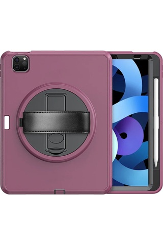 Zenviaat Newface iPad Uyumlu Pro 11 2018 Kılıf Hand Strap Tablet Kılıfı - Mürdüm Znv2027 Arka Kapak