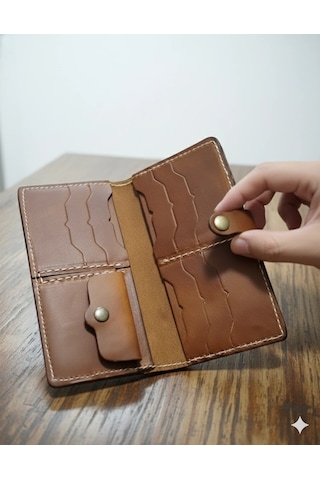 Otohousse Hakiki Deri Kadın Cüzdan Bozuk Para Kartlık Ve Kağıt Para Gözlü Açık Kahverengi