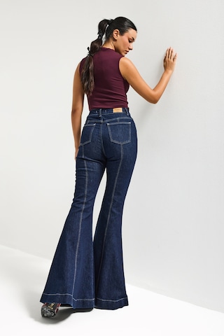 Itsbasic Kadın İndigo 7s6-50 Flare Fit Viskon Kumaş Elastan Denim Jean
