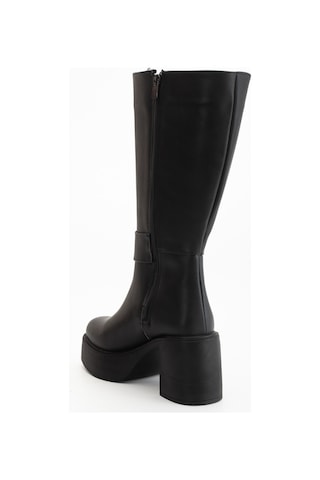 Ventes Kadın Aksesuarlı Kalın Taban & Topuklu Çizme 914311-z Siyah Cilt