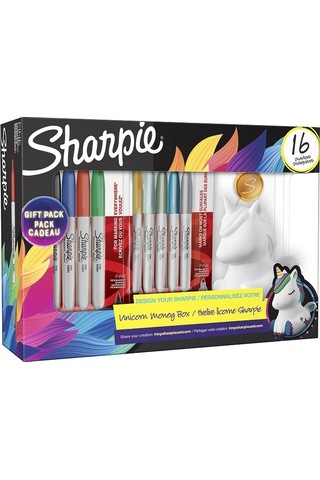 Sharpıe Permanent Set Fıne 16 Lı Kumbara Hediyeli Tek Boynuz 2164411 Çok Renkli
