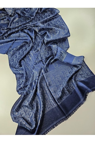 Miorel Scarfs Cd Desen Kaşmir İpek Şal Scarfs Cashmere Shawl Hijab Yeni Sezon Lacivert