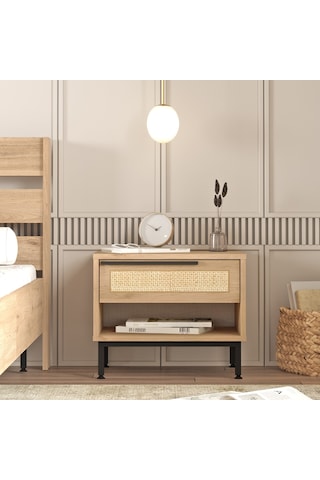 Robin Home Lidya Komodin Çekmeceli Metal Ayaklı Uv Baskı Sepet-jü