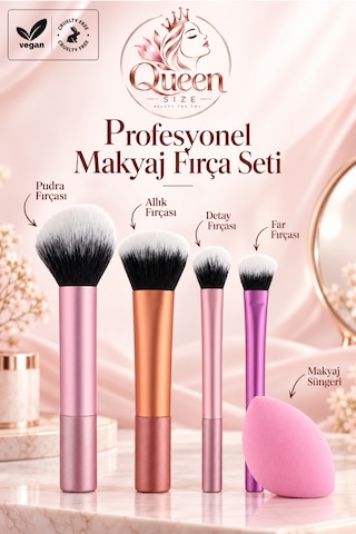 Professional Touch Essentials 5 Parça Makyaj Fırça Seti 4 Fırça Ve Makyaj Süngeri