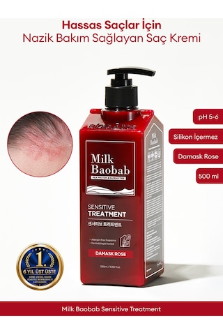 Hassas Saçlar İçin Nazik Bakım Sağlayan Saç Kremi Mılk Baobab Sensitive Treatment Damask Rose