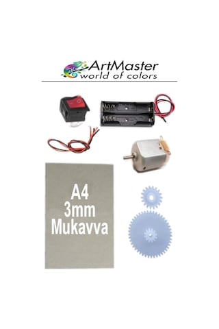 Oyuncak Araba Yapım Seti 1 Paket Okul Deney Dc Motor Çark Dişli Plastik Tekerlek 2 Adet Metal Şaft Proje Deney Seti