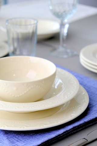 Porser Zincir Transparan Yemek Takımı 6 Kişilik 24 Parça Znc24yk Krem