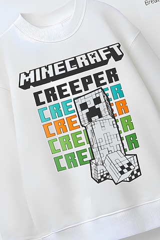Belyakidswear Tam Kalıp Oversize Erkek Çocuk Pamuğa Pamuk 3 İplik Kumaş Min1 Tasarım Sweatshirt Beyaz