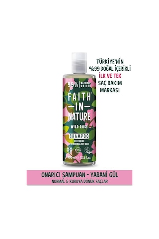 Faith in Nature %99 Doğal Onarıcı Şampuan Yabani Gül Normal & Kuruya Dönük Saçlar İçin 400 ML