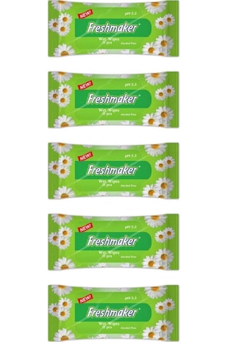 Freshmaker Islak Cem Mendil - Alkolsüz Ve Ph Dengelenmiş - Çiçeksi Kokular - 15 Adetlik 5 Paket 5'li Set