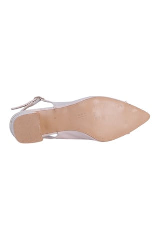 Esracan 2807 5cm Slingback Kadın Topuklu Ayakkabı Krem