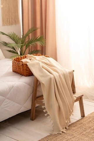 Lexroo %100 Pamuklu Çift Kişilik Pike, Koltuk Örtüsü, Çok Amaçlı Örtü 200x240 Natural Çok Renkli