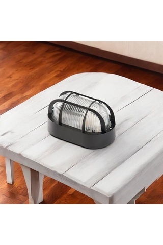 Duvar Lambası Oval Siyah Ip44 Beyaz