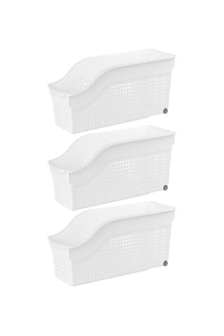 El Casa 3 Adet Tekerlekli Konteyner Seti, 35,5x13x17 Cm 14277878 Beyaz