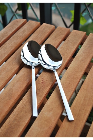 2'li Paslanmaz Çelik Servis Kaşığı Sunum Kaşık 22 Cm