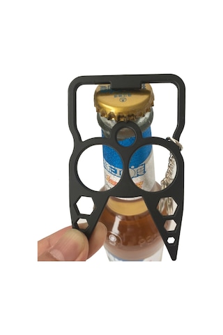 2 Adet 6'sı 1 Arada Çok Fonksiyonlu Anahtarlık Çinko Alaşımlı Şişe Açacağı Siyah