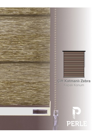 Br Perle Kırçıllı Kahve Renk Bambu Stor Zebra Perde Yüksek Kalite Alüminyum Kasa Kırçıllı Kahve