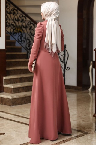 Kardelen Tesettür Elbise Kiremit Kiremit