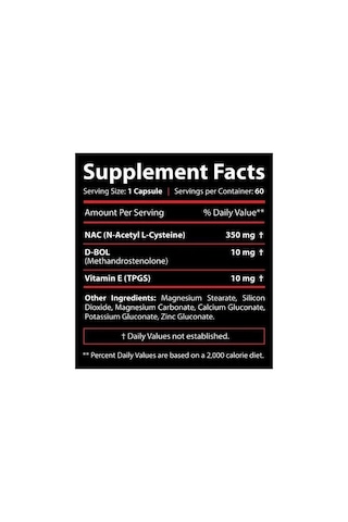 Core Labs X D-bol N.a.c N-acetyl L-cysteine Bulk Up King 60 Caps Aromasız