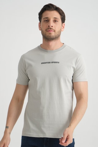 Shooter Sportwear Shooter Erkek Bisiklet Yaka Tişört Premium Pamuklu Yüksek Kalite Regular Fit Gri