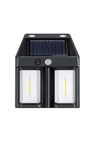 Rustik Ampul İkili Solar Duvar Aplik Siyah