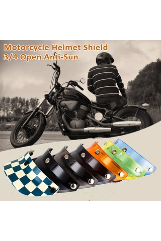 Youtek Retro Motosiklet Kaskı Siperliği, My01 Güneş Koruma Ve Stil İçin Üç Tokalı Siyah Model