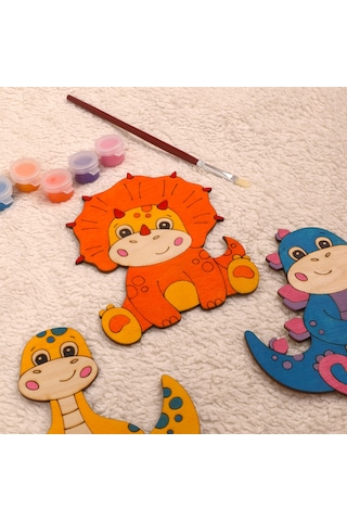 Dktt Ahşap Oyuncak Odası Dinozor Ahşap Boyama Seti-1