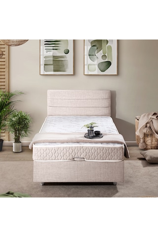 Sofia Tek Kişilik Baza Başlık Comfort Yatak Seti Krem 90 x 190