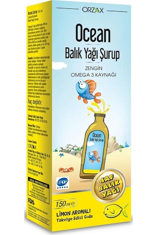 Ocean Balık Yağı Şurubu Limonlu 150 Ml Ocean Balık Yağı Şurubu Limonlu 150 Ml