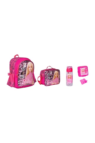 Barbie Okul Çantası ,beslenme Çantası ,yemek Kabı Ve Matara Pembe