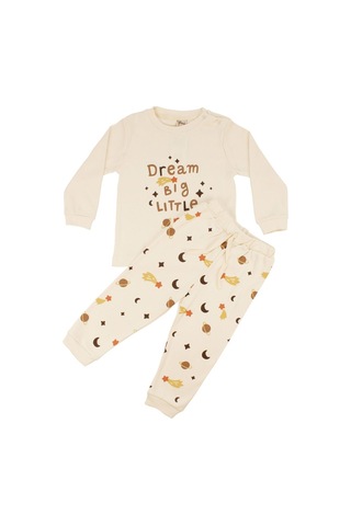 Bebegen Erkek Çocuk Ekru Dream Yıldızlı Baskılı Pijama Takımı Çok Renkli