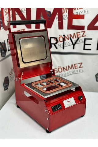 Sönmez Manuel 6 Bölmeli Kahvaltı Tabağı Kapatma Makinesi Red