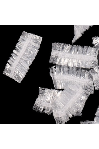 Yaleker Tek Kullandım Plastik Su Geçirmez Kulak Koruyucu - Saç Boyama, Bakımı İçin 100 Adet Şeffaf Paket Şeffaf