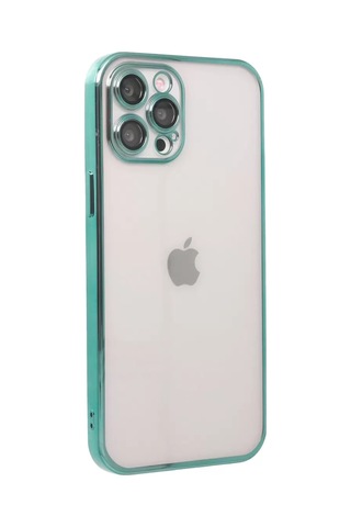 Apple iPhone Uyumlu 12 Pro Kılıf Lensli Silikon - Yeşil Çok Renkli