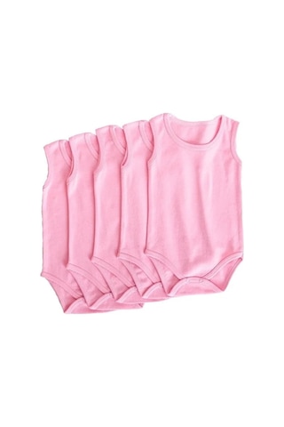 Lafiny Pamuk Çıtçıtlı Bebek Body Zıbın 5'li Paket 1369 Pembe