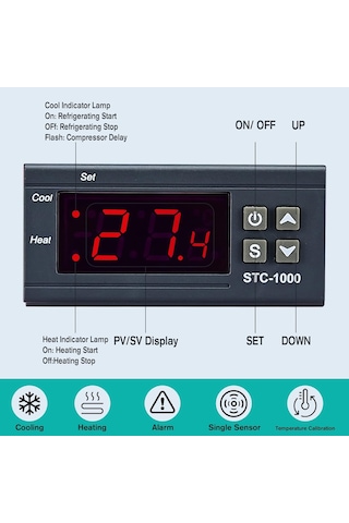 Stc-1000 Dijital Sıcaklık Kontrolörü Termostat Ac 220v