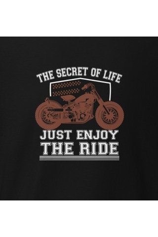 Wildstyle Just Enjoy The Ride Motosiklet Vintage Özgürlük Baskılı Unisex Bisiklet Yaka Pamuklu Tişört - Siyah