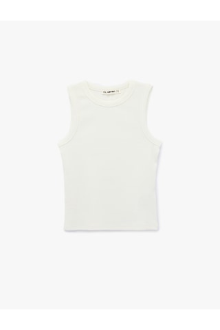 Koton Kaşkorse Bisiklet Yaka Kolsuz Slim Fit Atlet Ekru 6sal30239ık