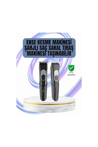 Ergonomik Tasarımlı, 3 Taraklı Profesyonel Şarjlı Saç Sakal Tıraş Makinesi 1 - 2 Saat