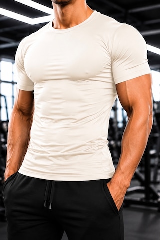 Sapeur Erkek Premium Dar Compression Tişört - Esnek Ve Nefes Alan, Spor & Günlük Tişört Ekru
