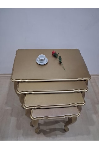 Zigon St 90640 Klasik Model Sehpa Parlak Gold Renk Kayın Aslan Ayak El Yapım Gold