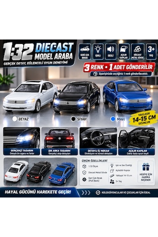 Volkswagen Passat B8 1:32 Diecast Metal Model Araba Işıklı Sesli Çek Bırak 1 Adet Volkswagen Passat B8 1:32 Diecast Metal Model Araba Işıklı Sesli Çek Bırak 1 Adet