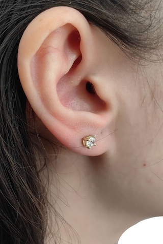 Chavin 3,5 Mm Zirkon 8 Ayar Altın Bayan Tek Taş Küpe Eu96sr